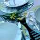 MR-FLOCYV: Mantel individual redondo PVC Flores cafe y verde