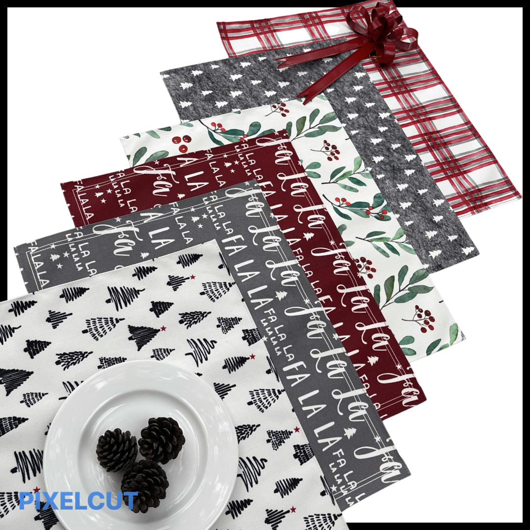 mantel individual rectangular tela falala rojo
