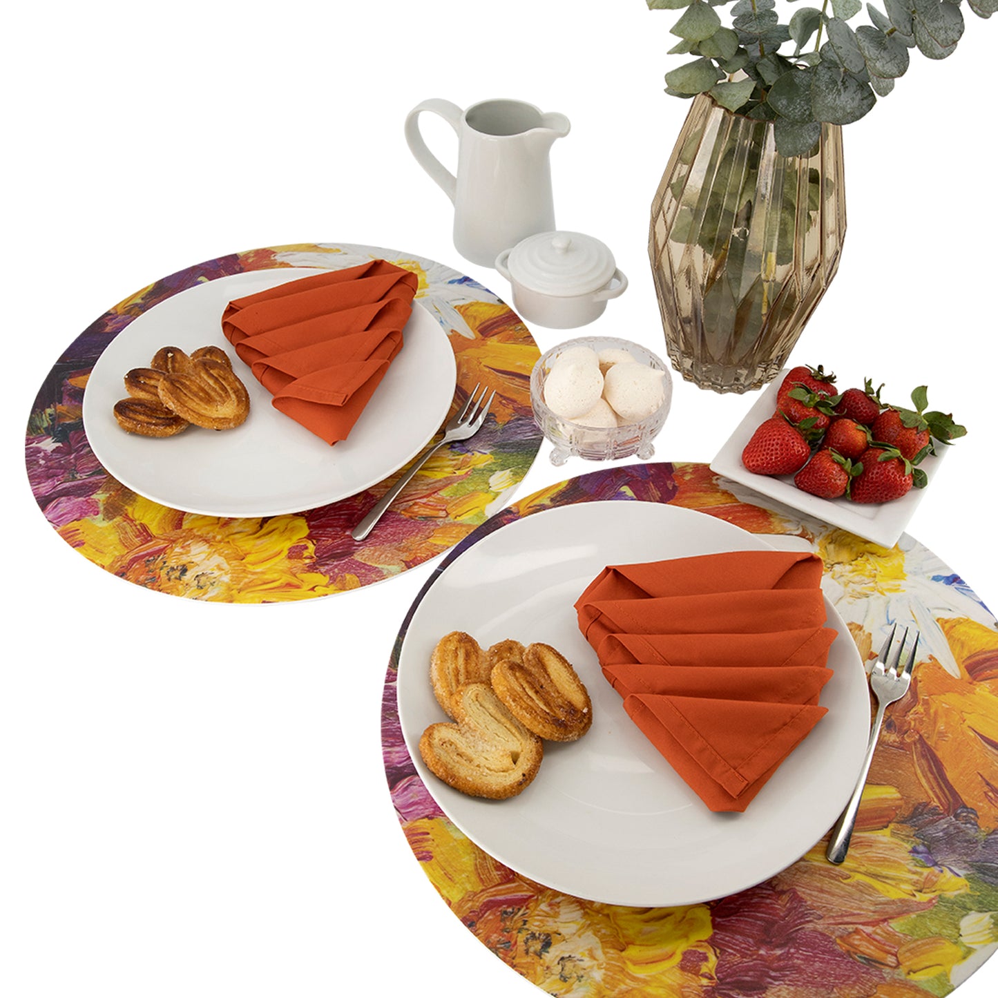 MR-FLOR: Mantel individual redondo PVC Flores