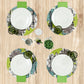 MR-FLOCYV: Mantel individual redondo PVC Flores cafe y verde