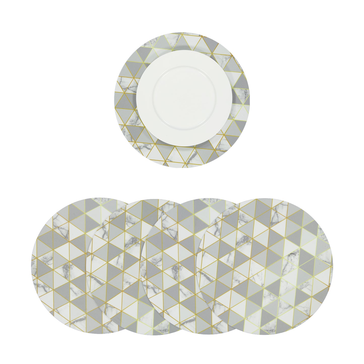 MR-GEOGRIS: Mantel individual redondo PVC Geométrico gris