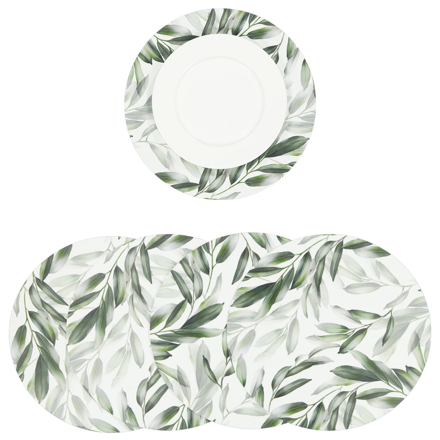 MR-HOJAS: Mantel individual redondo Hojas verdes