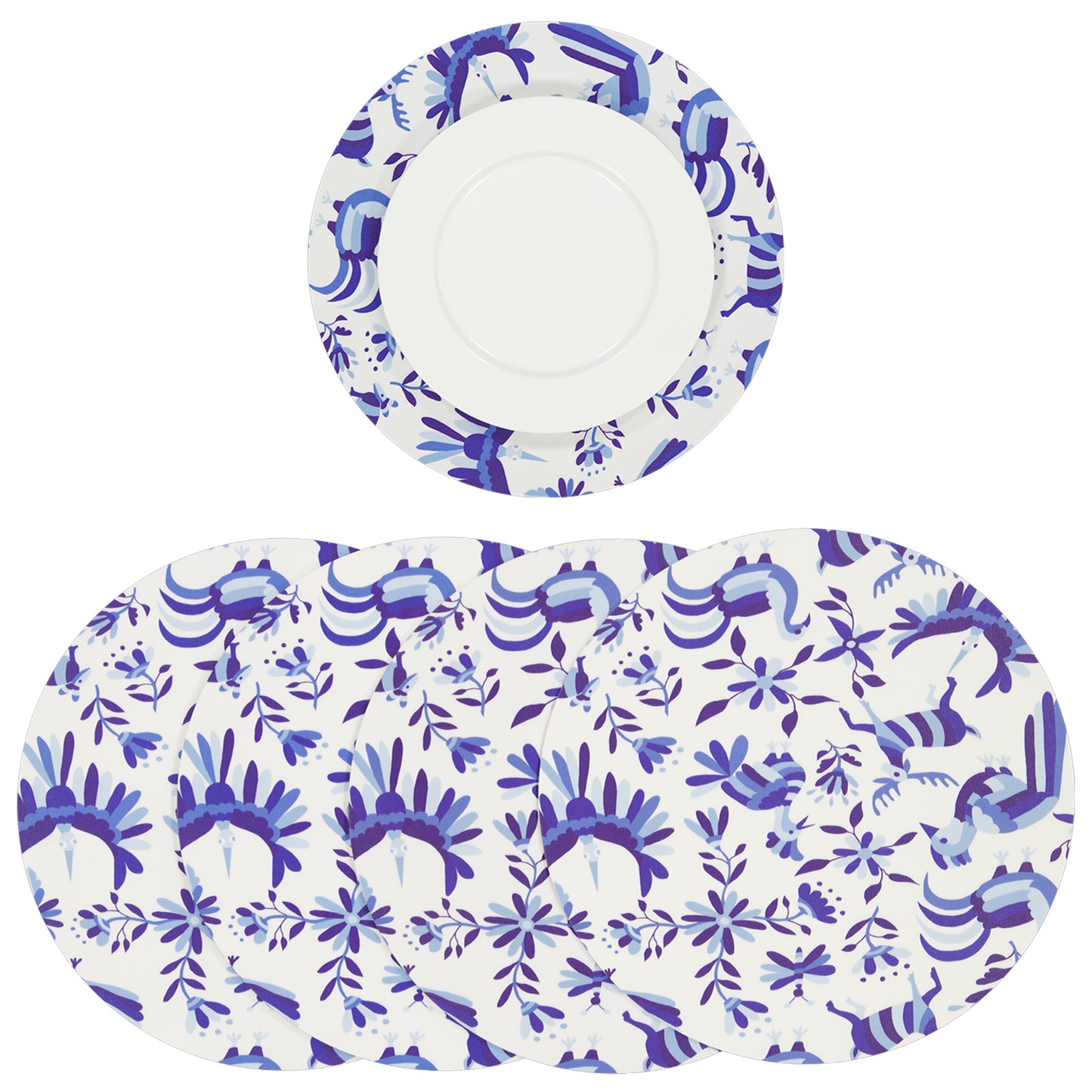 MR-MEXA: Mantel individual redondo PVC Mexicano azul