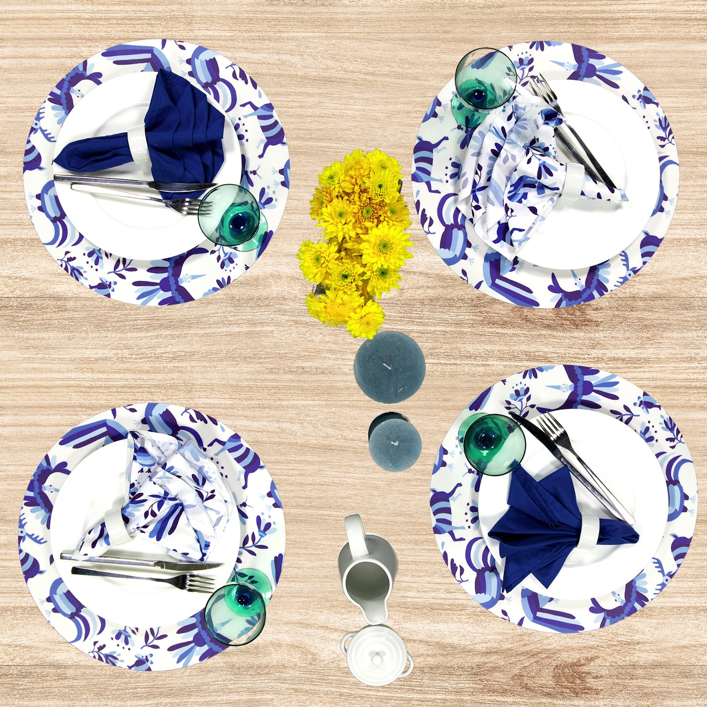 MR-MEXA: Mantel individual redondo PVC Mexicano azul