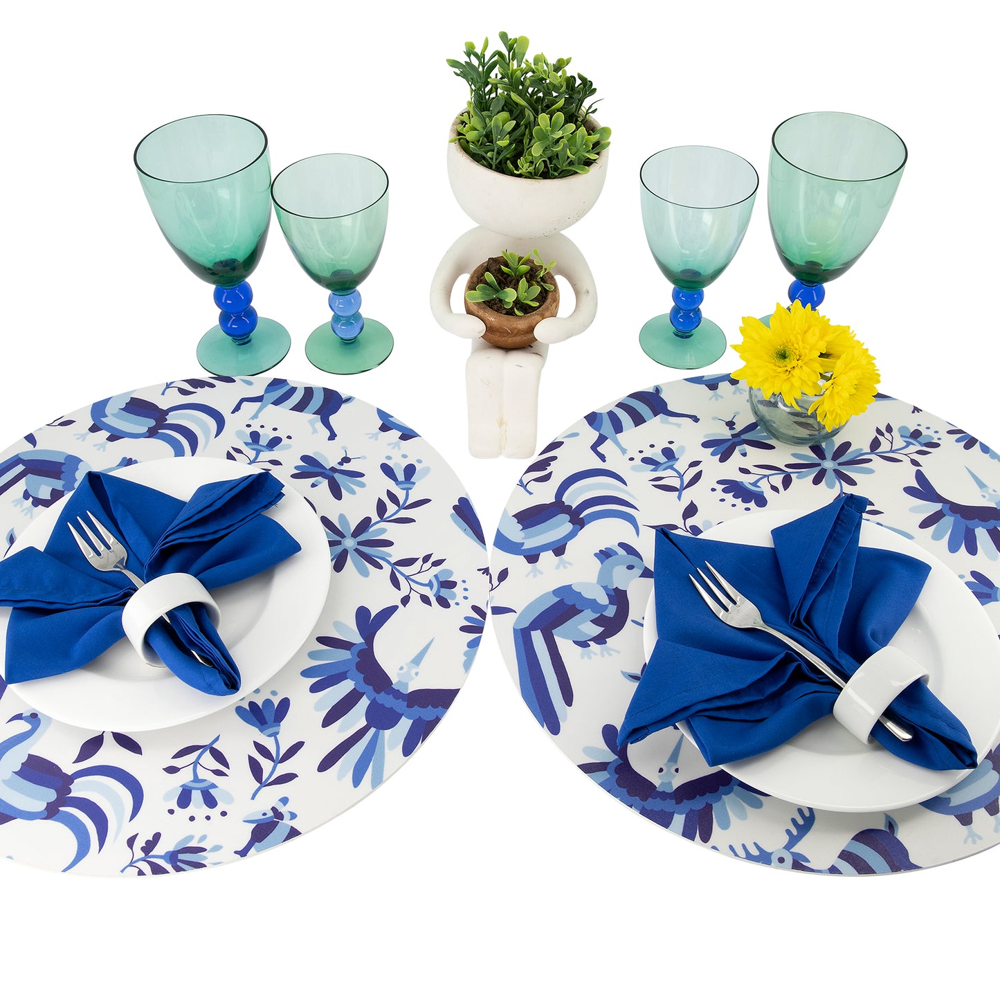 MR-MEXA: Mantel individual redondo PVC Mexicano azul