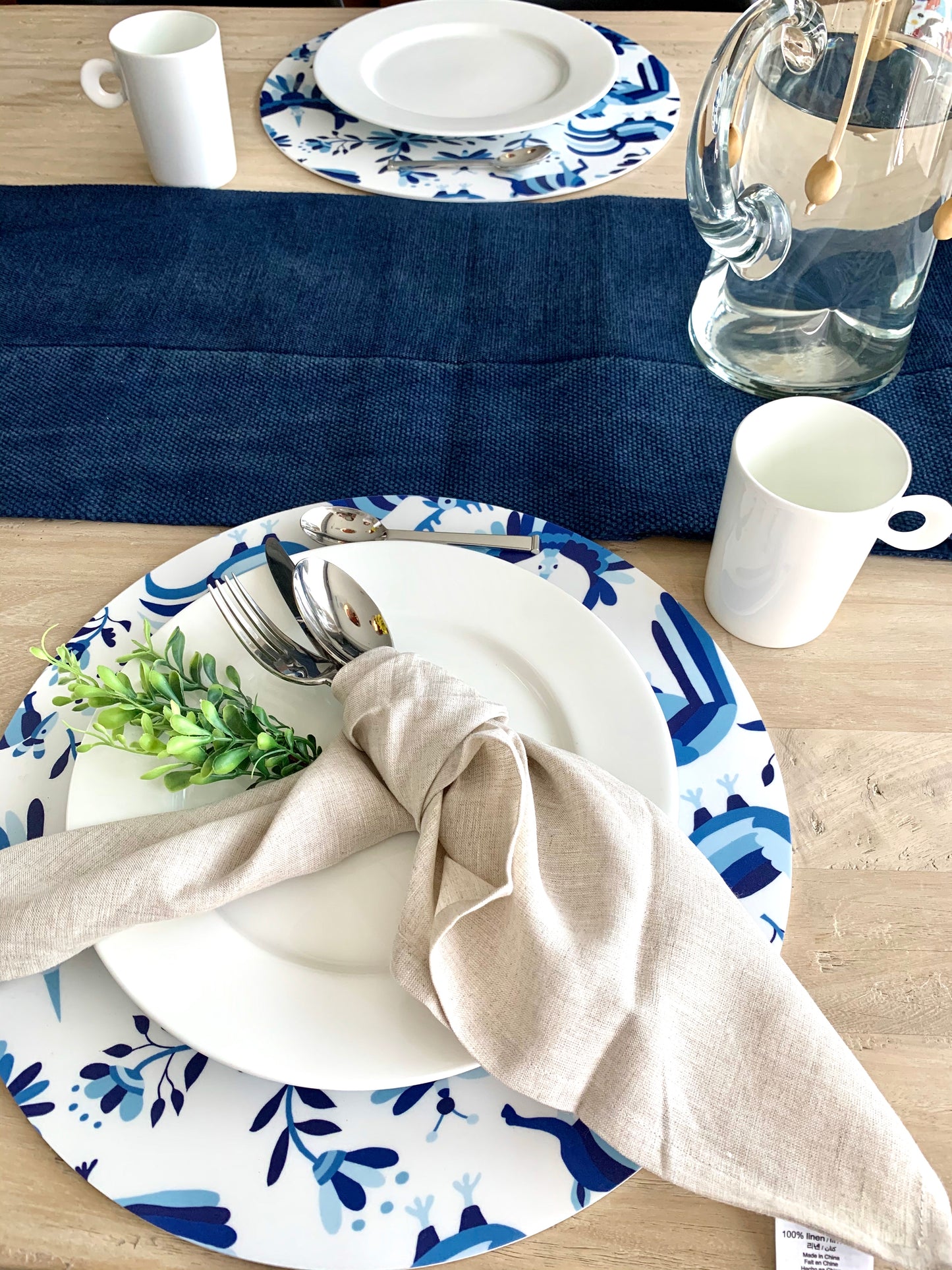 MR-MEXA: Mantel individual redondo PVC Mexicano azul