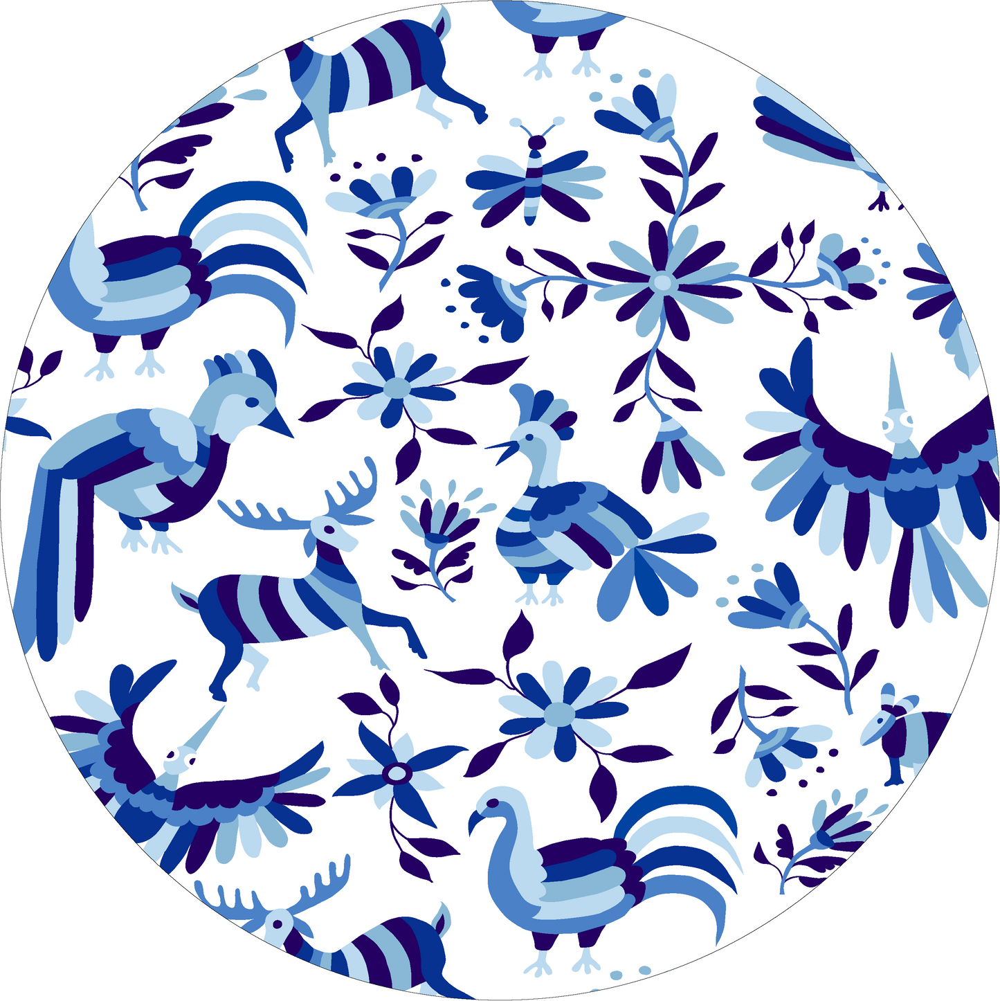MR-MEXA: Mantel individual redondo PVC Mexicano azul