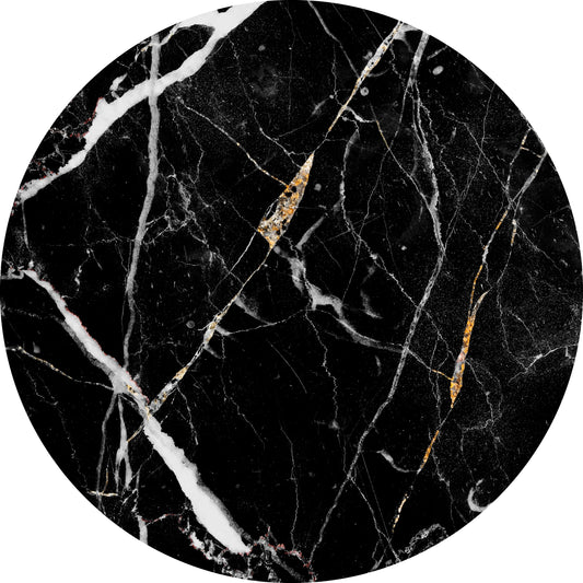 MR-MNEGRO Individual redondo PVC marmol negro