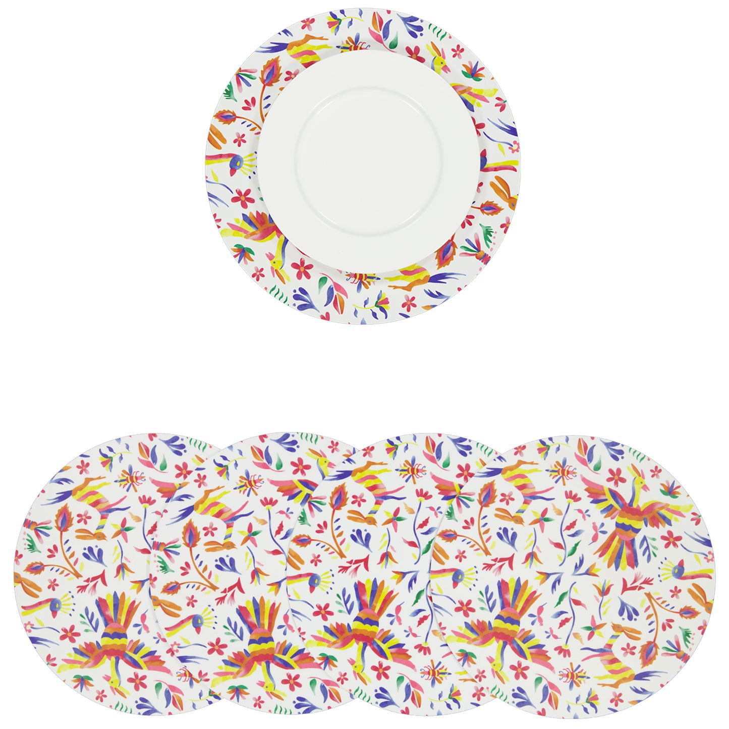 MR-PAJMEX: Mantel individual redondo PVC Pájaro color