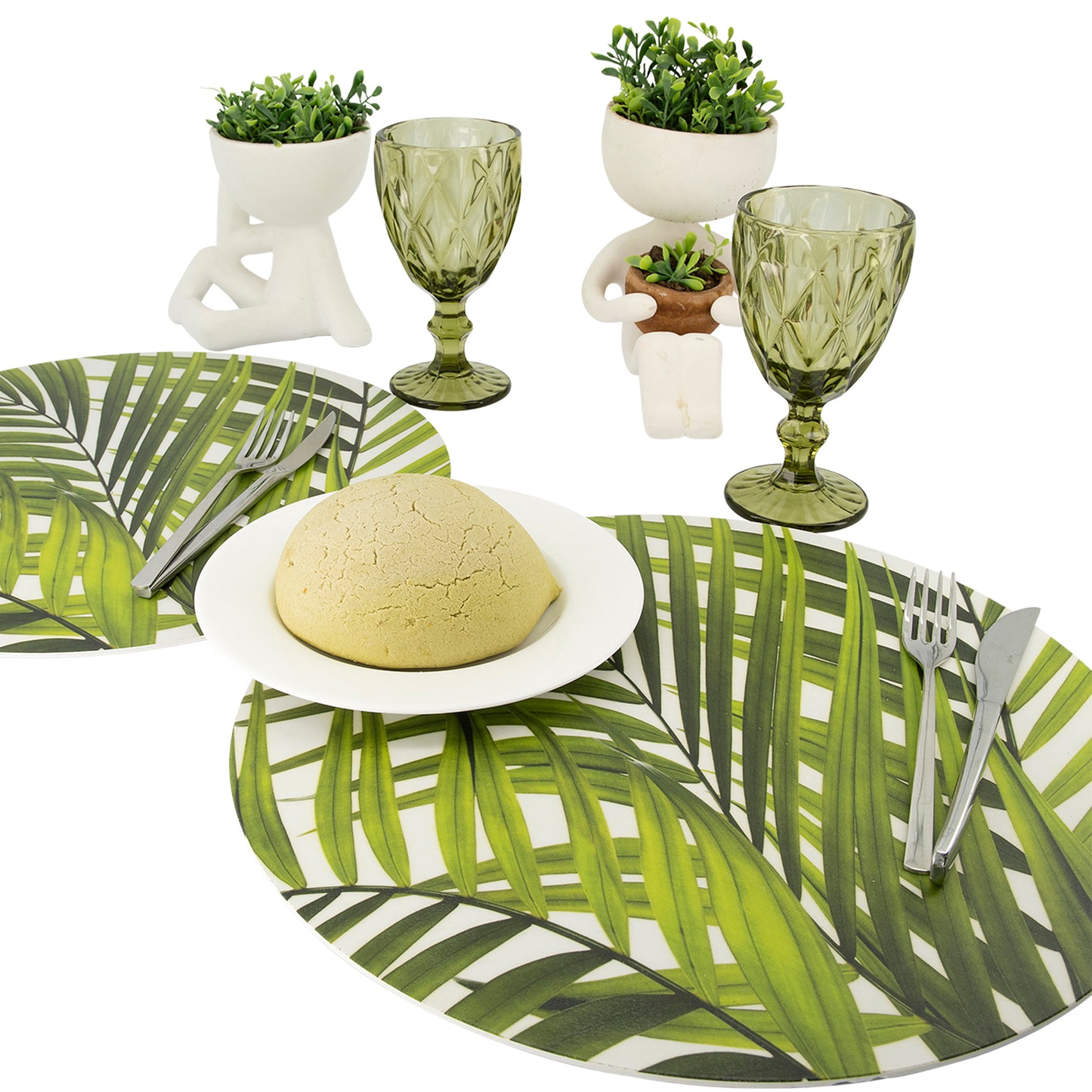 MR-PAL: Mantel individual redondo PVC Palmas centro