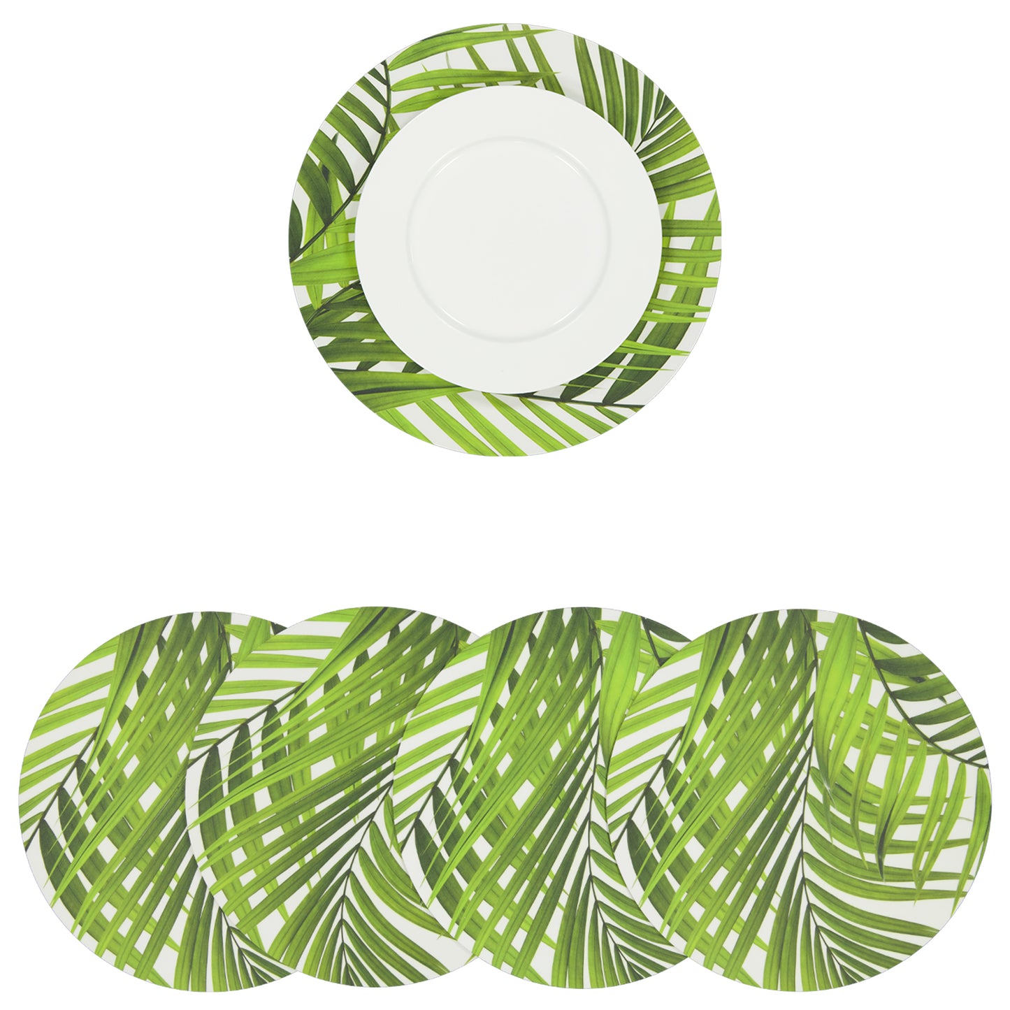 MR-PAL: Mantel individual redondo PVC Palmas centro