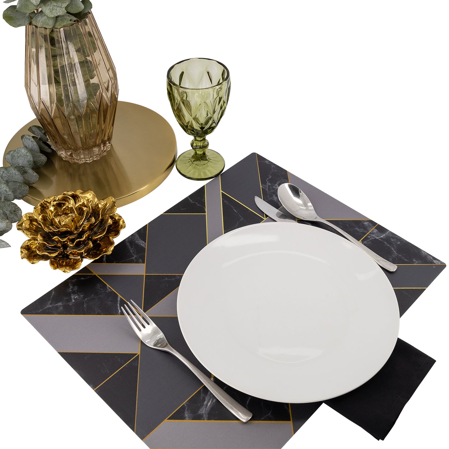MREC-GEO Mantel Individual Rectangular PVC Geométrico negro
