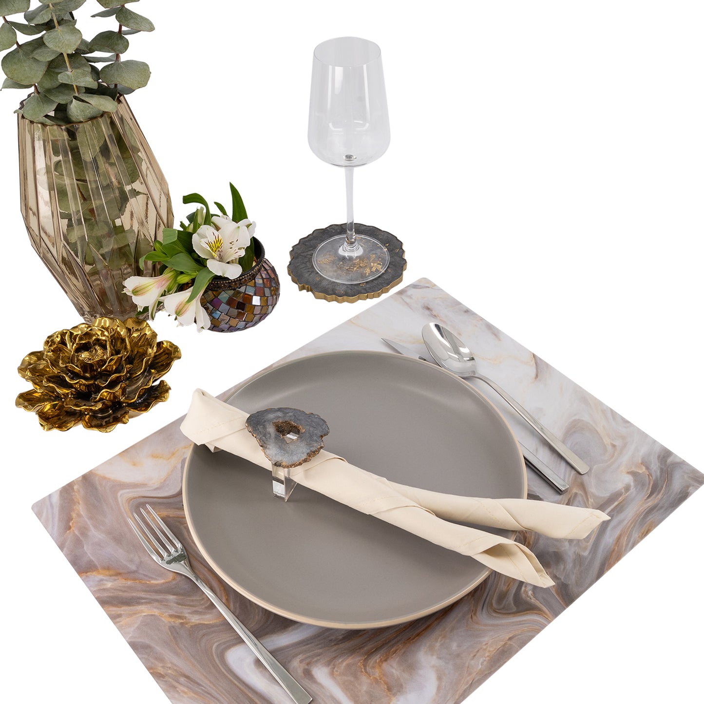 MREC-MBEIGE: Mantel individual PVC Mármol beige