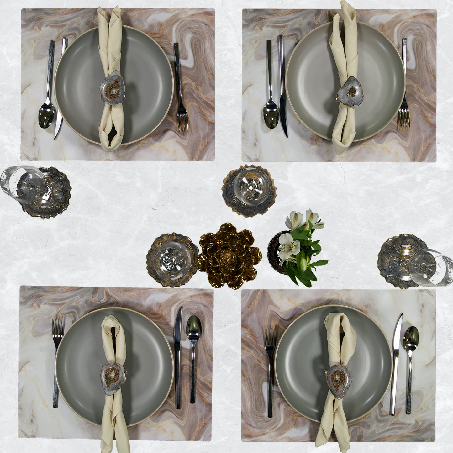MREC-MBEIGE: Mantel individual PVC Mármol beige