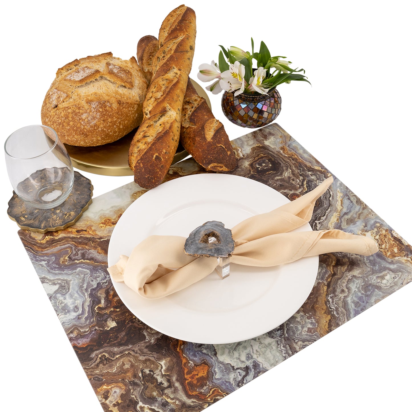MREC-MCAFE: Mantel individual rectangular PVC Mármol Cafe