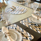 MREC-TRI: Mantel Individual rectangular PVC Triángulos dorados