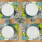 MRECT-FLOCYV: Mantel individual tela Flores verde (set de 4)