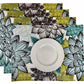 MRECT-FLOCYV: Mantel individual tela Flores verde (set de 4)