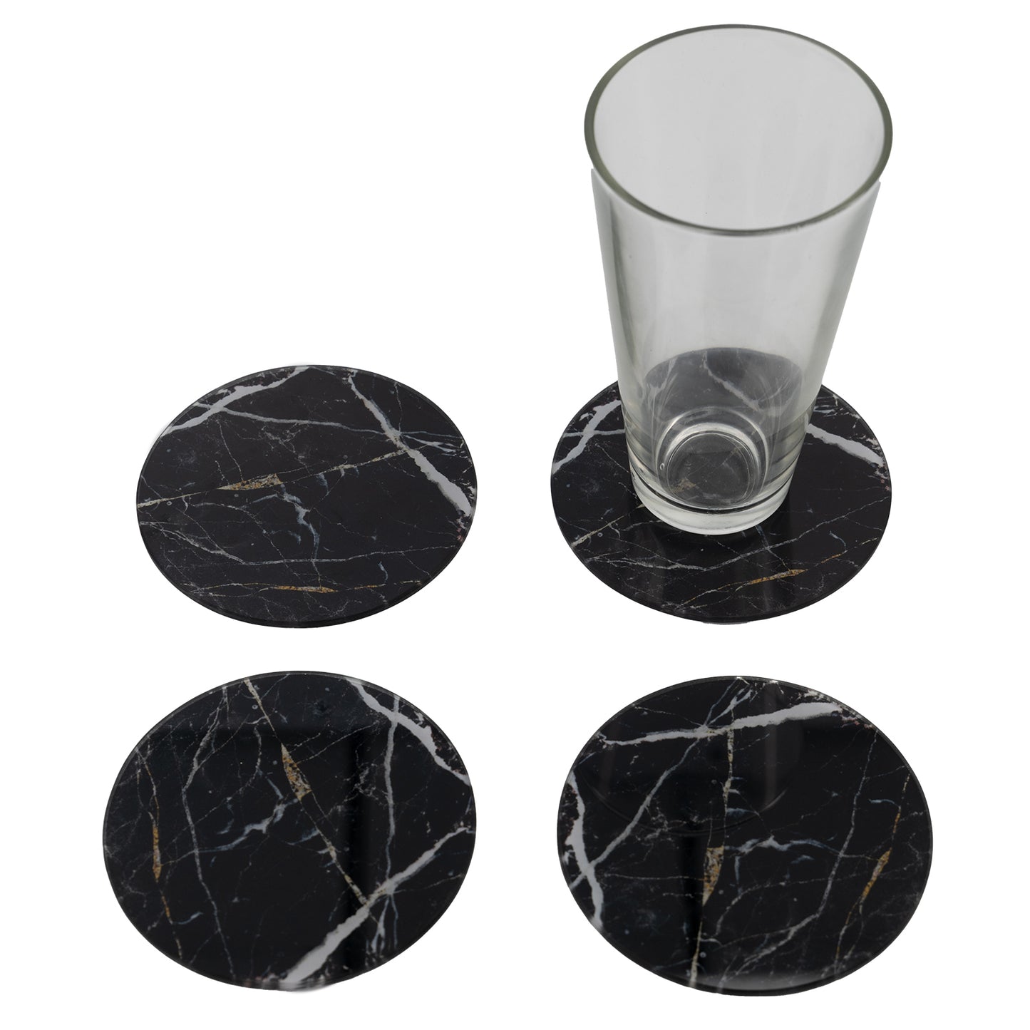 PV-MNEGRO: Portavasos de vidrio Mármol Negro
