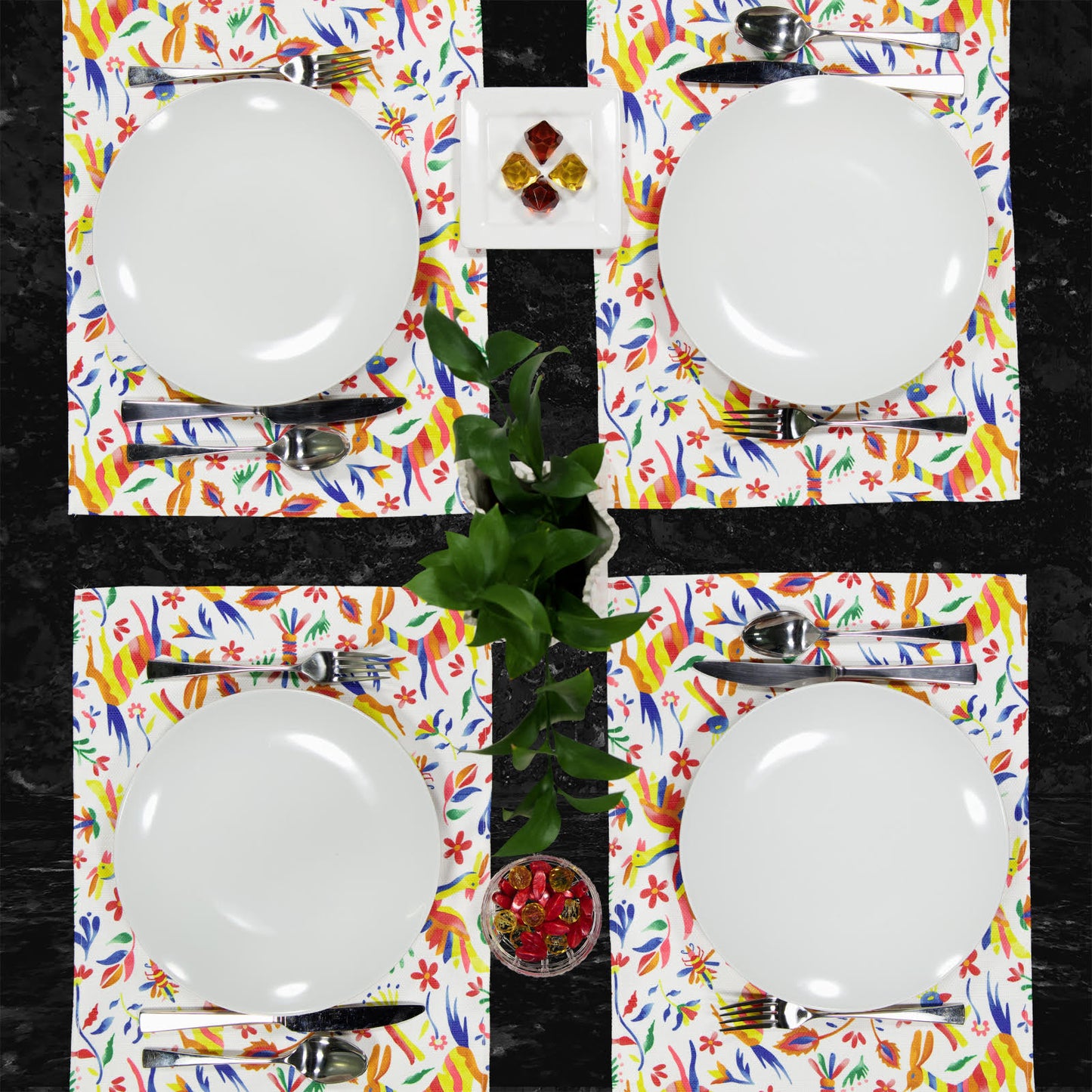 MRECT-PAJMEX: Mantel individual tela Mexicano color (set de 4)