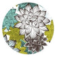 MR-FLOCYV: Mantel individual redondo PVC Flores cafe y verde